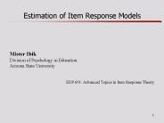Estimation of Item Response Models