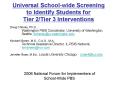 Universal School-wide Screening to Identify Students for Tier 2/Tier 3 Interventions PowerPoint PPT Presentation