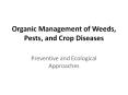 Organic Management of Weeds, Pests, and Crop Diseases PowerPoint PPT Presentation