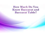 How Much Do You Know Baccarat and Baccarat Table?