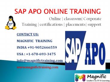 SAP APO ONLINE TRAINING IN BANGALORE