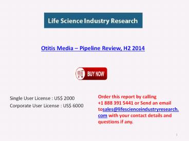 Otitis Media Disease – Pipeline Review, H2 2014