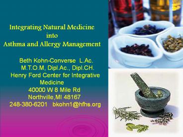 Integrating Natural Medicine