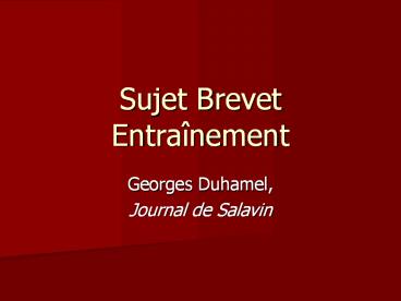 Sujet Brevet Entra