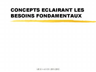 CONCEPTS ECLAIRANT LES BESOINS FONDAMENTAUX