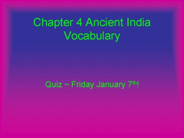 Chapter 4 Ancient India Vocabulary