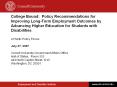 College Bound: Policy Recommendations for Improving Long-Term Employment Outcomes by Advancing Higher Education for Students with Disabilities PowerPoint PPT Presentation