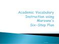 Academic Vocabulary Instruction using Marzano PowerPoint PPT Presentation