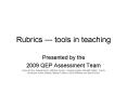Rubrics --- tools in teaching PowerPoint PPT Presentation
