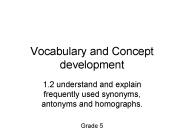 Vocabulary and Concept development