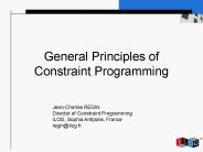 General Principles of Constraint Programming