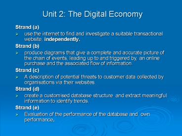 Unit 2: The Digital Economy