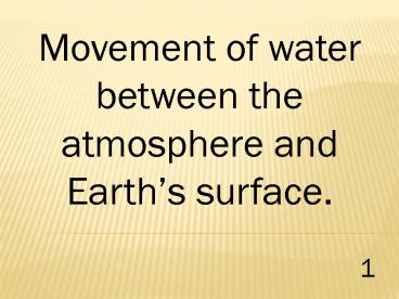 Movement of water between the atmosphere and Earth
