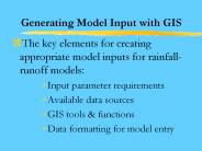 Generating Model Input with GIS