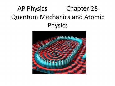 AP Physics      Chapter 28 Quantum Mechanics and Atomic Physics