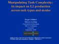 Manipulating Task Complexity: its impact on L2 production across task types and modes  Roger Gilabert Mayya Levkina Universitat de Barcelona TBLT Conference Lancaster September 2009 PowerPoint PPT Presentation