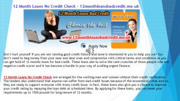 12 Month Loans No Credit Check - 12monthloansbadcredit.me.uk