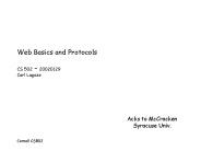 Web Basics and Protocols CS 502 
