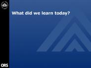 What did we learn today?