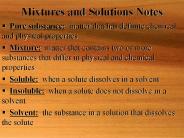 Mixtures and Solutions Notes