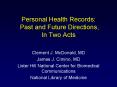 Personal Health Records: Past and Future Directions, In Two Acts PowerPoint PPT Presentation