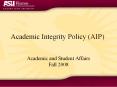 Academic Integrity Policy (AIP) PowerPoint PPT Presentation