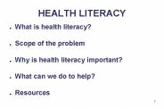 HEALTH LITERACY