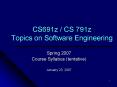 CS691z / CS 791z Topics on Software Engineering PowerPoint PPT Presentation