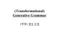 (Transformational) Generative Grammar PowerPoint PPT Presentation