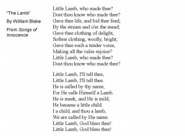 Little Lamb, who made thee?