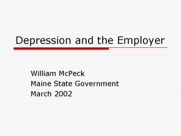 Depression and the Employer
