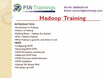 Hadoop Course Content | Hadoop Training in Hyderabad,india