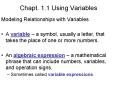 Chapt. 1.1 Using Variables PowerPoint PPT Presentation
