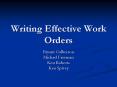 Writing Effective Work Orders PowerPoint PPT Presentation