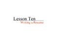 Lesson Ten PowerPoint PPT Presentation
