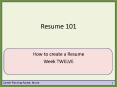 Resume 101 PowerPoint PPT Presentation