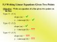 5.3 Writing Linear Equations Given Two Points PowerPoint PPT Presentation