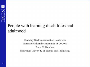 People with learning disabilities and adulthood