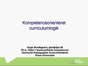 Kompetenceorienteret curriculumlogik