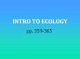 INTRO TO ECOLOGY PowerPoint PPT Presentation