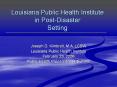 Louisiana Public Health Institute in Post-Disaster Setting PowerPoint PPT Presentation