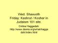 Wed. Shavuoth Friday: Kashrut / Kosher in Judaism 101 site. PowerPoint PPT Presentation