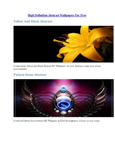 High Definition Abstract Wallpapers For Free