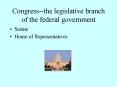 Congress--the legislative branch of the federal government PowerPoint PPT Presentation