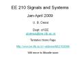 EE 210 Signals and Systems Jan-April 2009 PowerPoint PPT Presentation