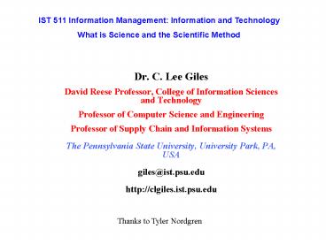 Dr. C. Lee Giles