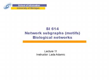 SI 614 Network subgraphs (motifs)