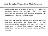 Telephone Line Technicians Fault Diagnosis & Repair