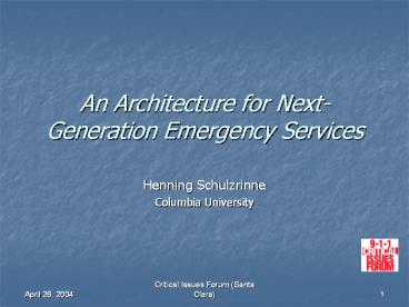 An Architecture for Next-Generation Emergency Services
