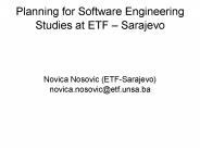 Planning for Software Engineering Studies at ETF 